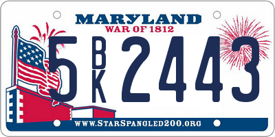 MD license plate 5BK2443