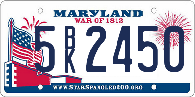 MD license plate 5BK2450