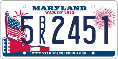 MD license plate 5BK2451