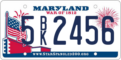 MD license plate 5BK2456