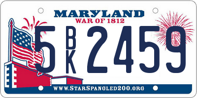 MD license plate 5BK2459