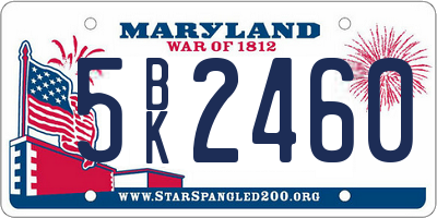 MD license plate 5BK2460