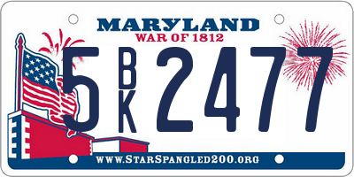 MD license plate 5BK2477