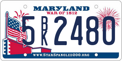 MD license plate 5BK2480