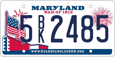 MD license plate 5BK2485