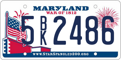 MD license plate 5BK2486