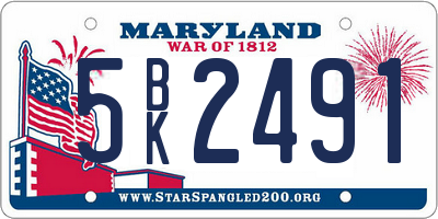 MD license plate 5BK2491