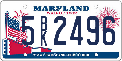 MD license plate 5BK2496