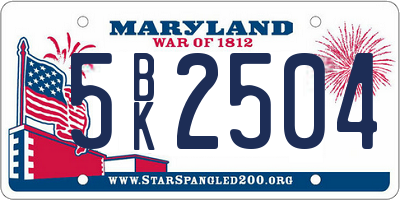 MD license plate 5BK2504