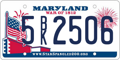 MD license plate 5BK2506