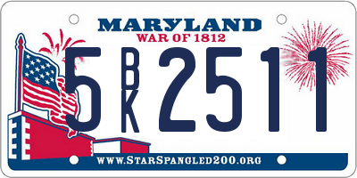 MD license plate 5BK2511