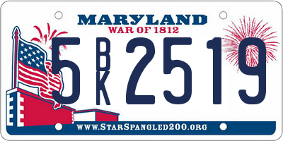 MD license plate 5BK2519