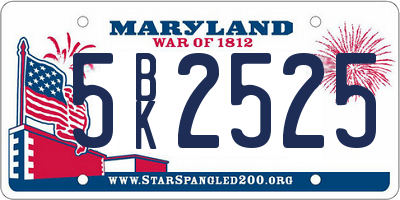 MD license plate 5BK2525