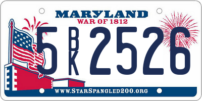 MD license plate 5BK2526