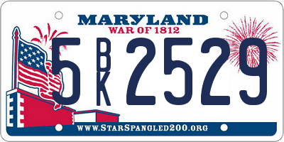 MD license plate 5BK2529