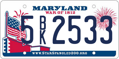 MD license plate 5BK2533