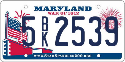 MD license plate 5BK2539