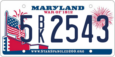 MD license plate 5BK2543