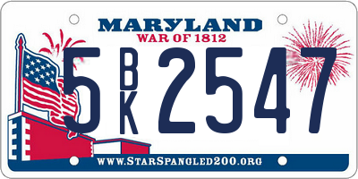 MD license plate 5BK2547