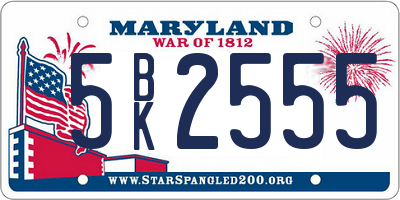 MD license plate 5BK2555