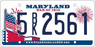 MD license plate 5BK2561