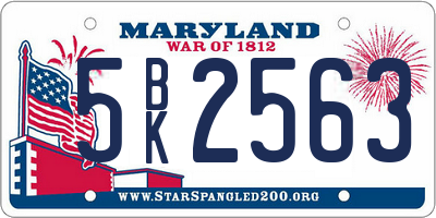 MD license plate 5BK2563