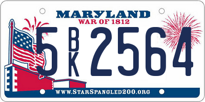 MD license plate 5BK2564