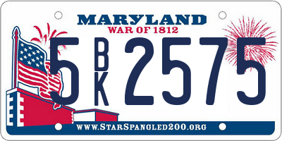 MD license plate 5BK2575