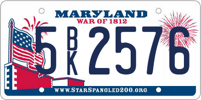 MD license plate 5BK2576