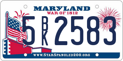 MD license plate 5BK2583