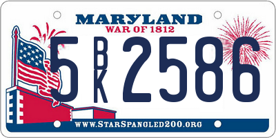 MD license plate 5BK2586