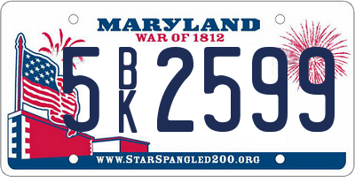 MD license plate 5BK2599