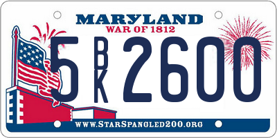 MD license plate 5BK2600