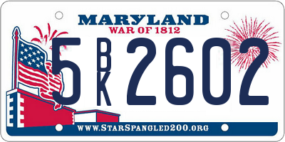 MD license plate 5BK2602