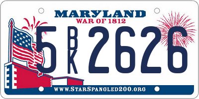 MD license plate 5BK2626