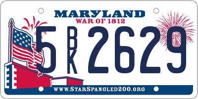 MD license plate 5BK2629