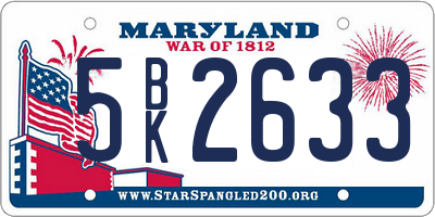 MD license plate 5BK2633