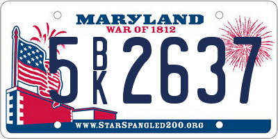 MD license plate 5BK2637