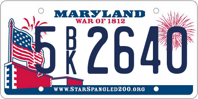 MD license plate 5BK2640
