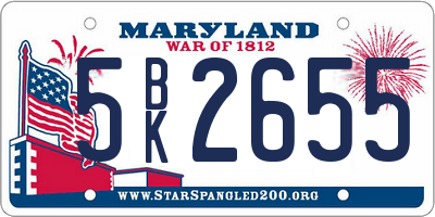 MD license plate 5BK2655