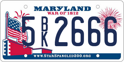 MD license plate 5BK2666