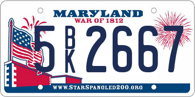 MD license plate 5BK2667