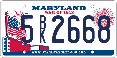 MD license plate 5BK2668