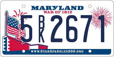 MD license plate 5BK2671