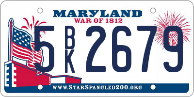 MD license plate 5BK2679