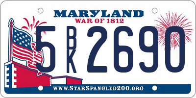 MD license plate 5BK2690