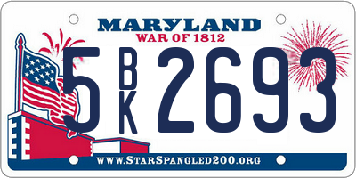 MD license plate 5BK2693