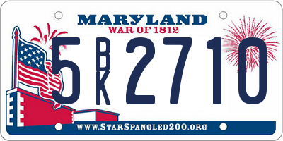 MD license plate 5BK2710