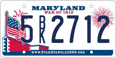 MD license plate 5BK2712