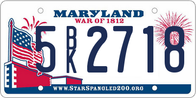 MD license plate 5BK2718